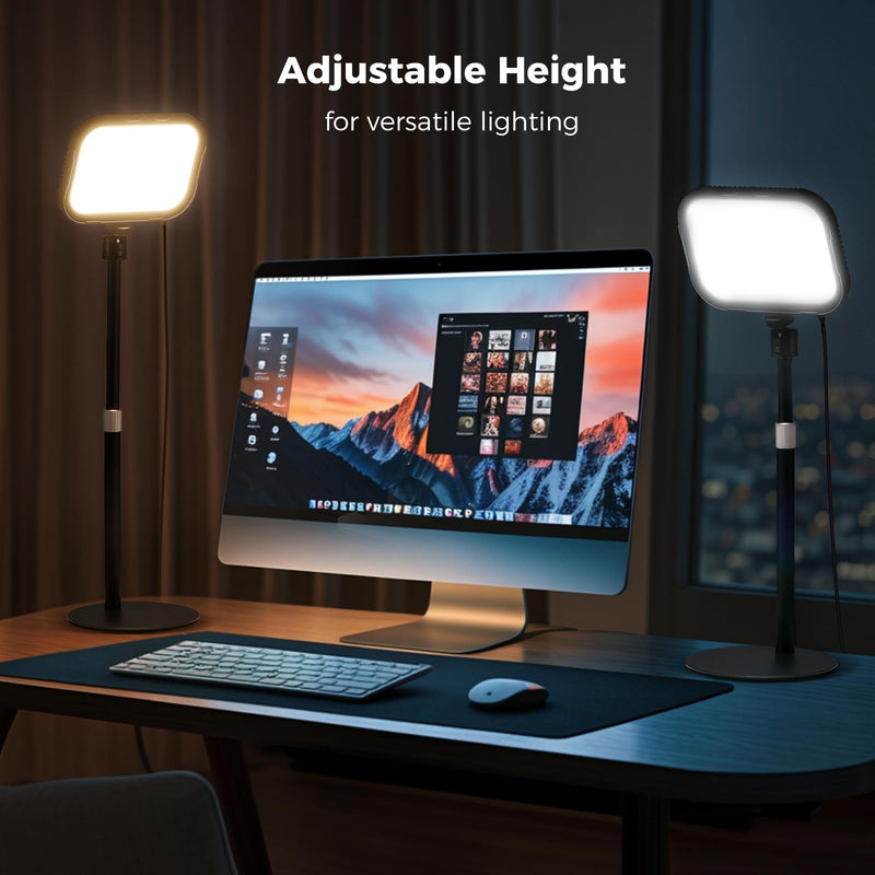 Desk Light for Video Calls with Stand, 360° Rotate Zoom Lighting for Computer, CCT 3000K-6500K Adjustable, Full-Screen Desk Ring Light with Phone Holder for Webcam, Meeting, Live Streaming, Podcast
