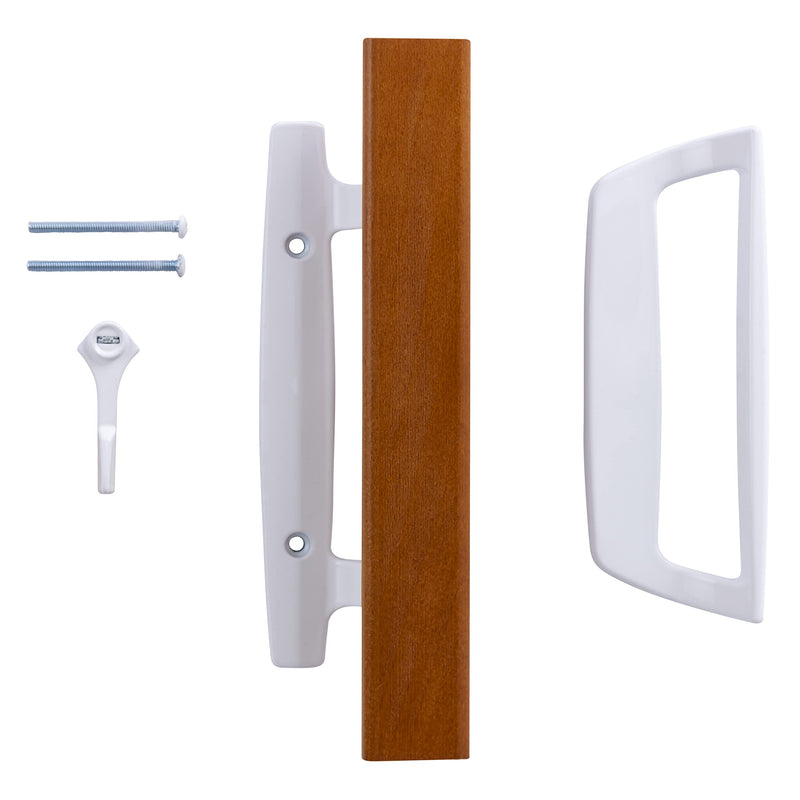 Wright Products - Mortise Sliding Patio Door Handle and Installation Hardware Set, Wood/White - Replacement Sliding Glass Door Lock and Handle White 3-15/16 in