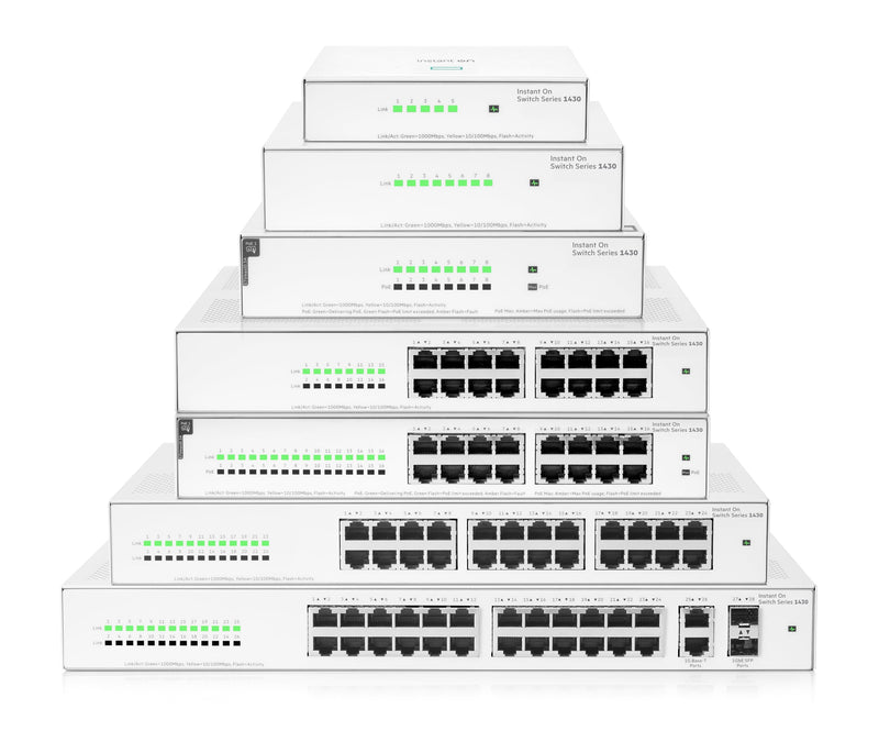 HPE Networking Instant On Switch Series 1430 5-Port Gb Unmanaged Layer 2 Ethernet Switch | 5X 1G | Fan-Less | US Cord (R8R44A#ABA) 5G