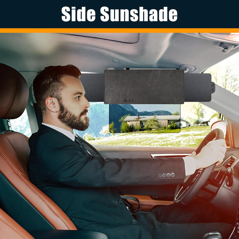 Sun Visor Extender for Car, Polarized Car Visor Extender with Polycarbonate Lens and Side Sunshade, Car Visor Protect from Glare, UV Rays, Snow Blindness for Safe Driving, Universal Fit Cars Black