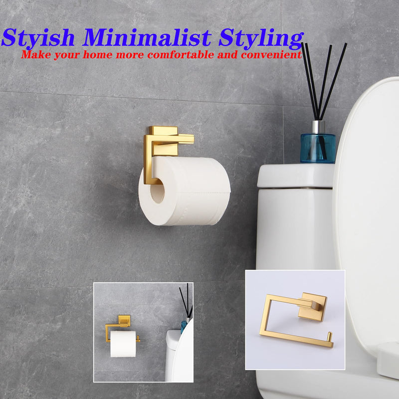 GERZWY Gold Stainless Steel Toilet Paper Holder Paper Towel Dispenser Tissue Roll Hanger Wall Mounted JG1905-BE