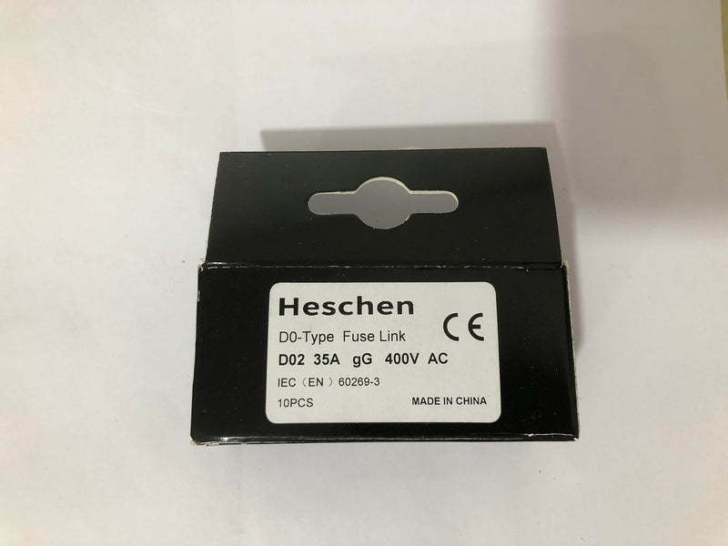 Heschen Ceramic Neozed Fuse Links, D0 Type Fuse Link, D02, 35A 400VAC, gL/gG Type, Pack of 10