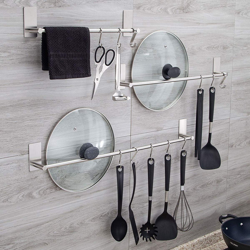 Bathroom Towel Bar Towel Holder,ULIFESTAR Strong 3M Self Adhesive Hand Towel Holder,Wall Mounted Stainless Steel Towel Rack for Bathroom,Kitchen Dish Cloths Hanger,Brushed Nickel (22'') 22''