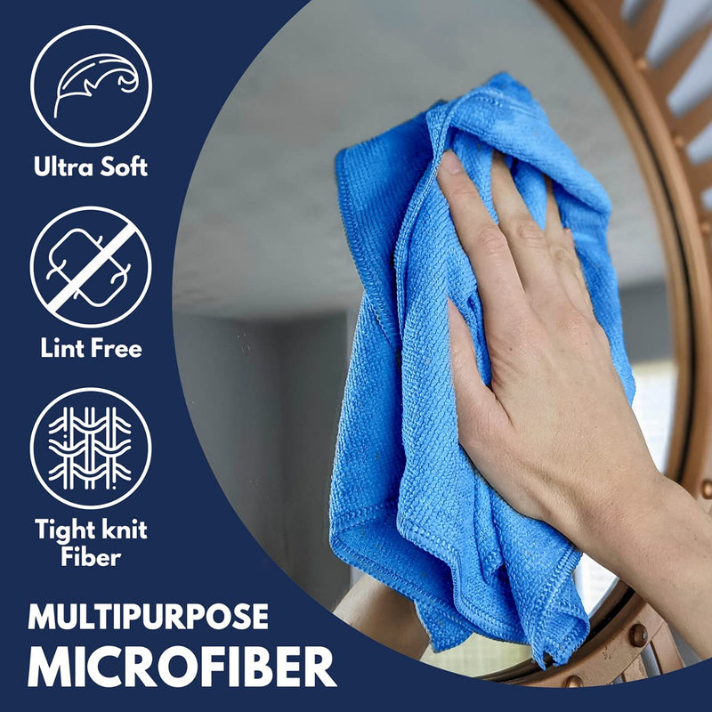 Microfiber Cleaning Cloth - 6 Pcs 11.5"x11.5" - High Performance - 1200 Washes, Ultra Absorbent Towels Weave Grime & Liquid for Streak-Free Mirror (Pack of 6)