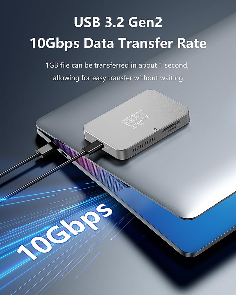 Magnetic M.2 NVMe Enclosure with Cooling Fan, 7 in 1 USB C Hub 10Gbps Data Transfer 4K@60Hz HDMI 100W Power Delivery SD/TF Card Reader M.2 NVMe SSD Docking Station for Type-C Devices