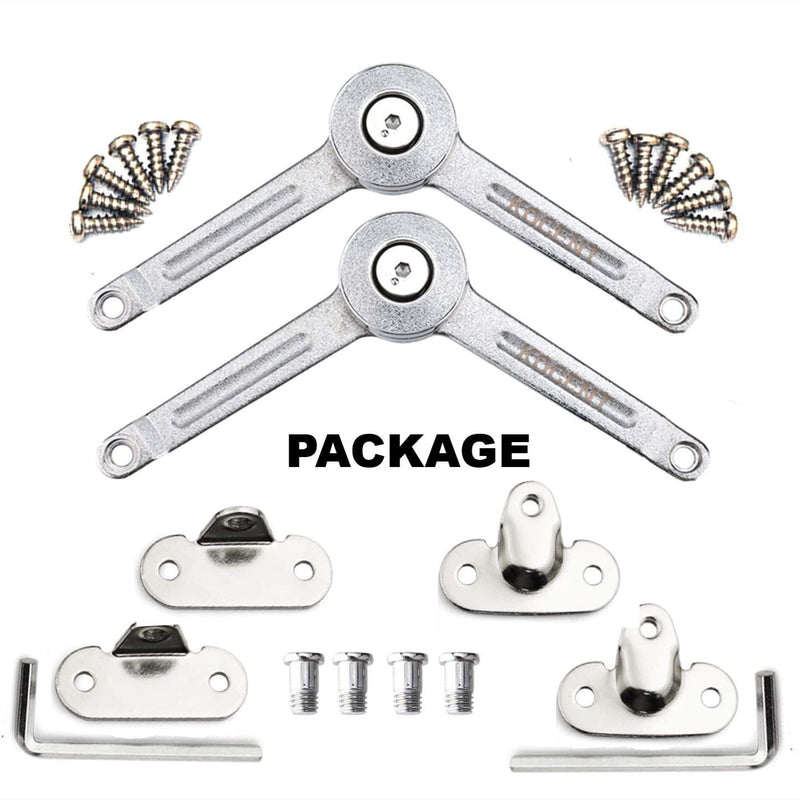 ROJOSER Heavy Duty Lid Stay Hinge for Cabinet, Closet, Wardrobe or Toy Box, Slides Down Flap Lid Safely KC06-4PC