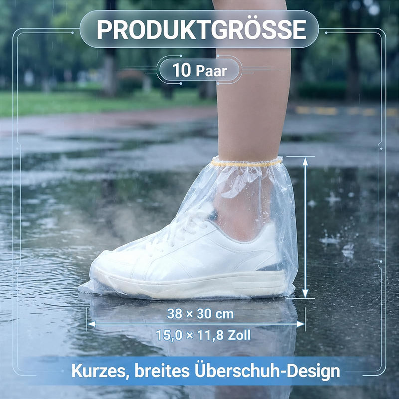 10 Pairs (20 Pieces) Waterproof Disposable Overshoes - Lightweight Rain Cover for Shoes Commuting, Dog Walking & Outdoor Activities