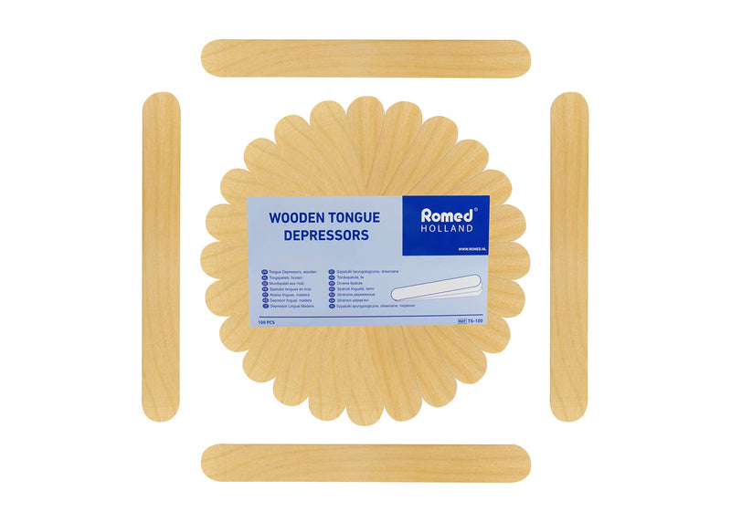 Romed wooden spatulas made of wood (1 x 100 pieces) 100 pieces (pack of 1)