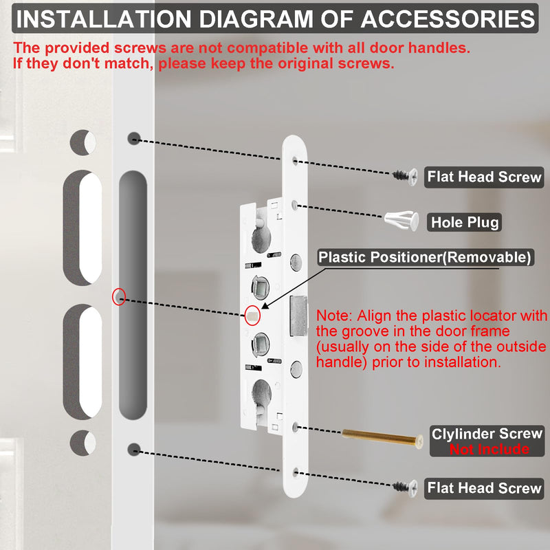 2-Point Bolt Mortise Lock Body Replacement for Pella Storm Door (Lock Mechanism Only) - White