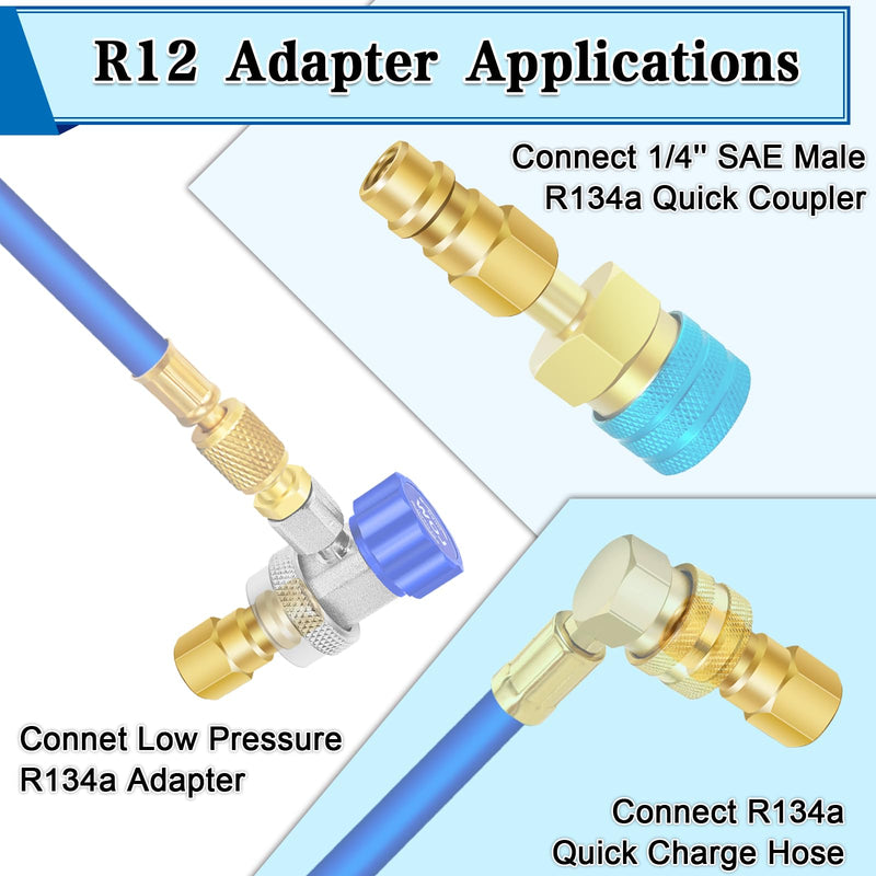 A/C Retrofit Valve Kit-Refrigerant Retrofit Valve Set, with R12 to R134A Low Side Adapter, BPV31 Bullet Piercing Valve, for HVAC Refrigerant System R12 R22 R502 R134A