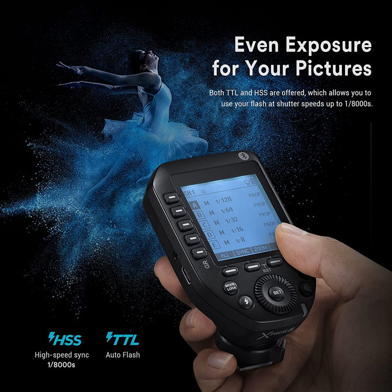 Godox XProII-S XproIIS TTL Wireless Flash Trigger for Sony Cameras,2.4G 1/8000s HSS,Bluetooth Connection,TCM Instant Conversion,Updated Quick-Release Lock,16 Groups and 32 Channels(XProII-S)