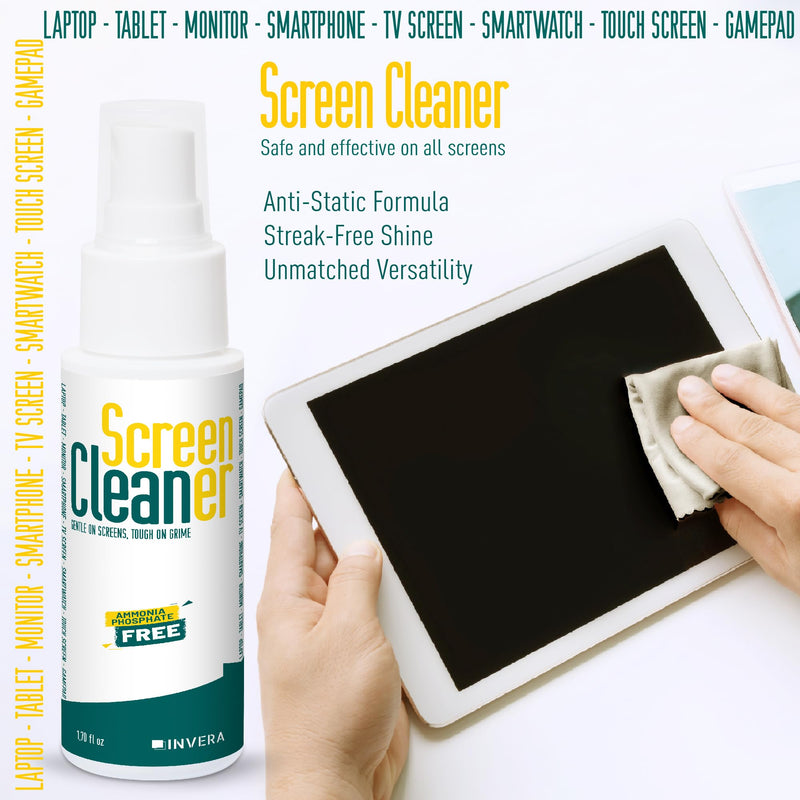 Screen Cleaner Spray with Microfiber Cloth, Laptop Cleaner, TV Screen Cleaner, Electronic & Lens Cleaner Spray - Versatile for Phones, Cameras, Computers, Eyeglasses (1) 1