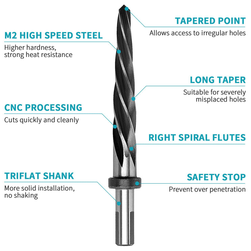7/8" Reamer Bit for Steel Metal,7/8" Bridge Construction Reamer Drill Bit | For Steel Metal Alloy Wood Plastic,M2 HSS Taper Chucking,1/2" Non-Slip Shank Chuck,Align or Enlarge Hole, 5-Spiral Flutes 7/8 in 1PCS