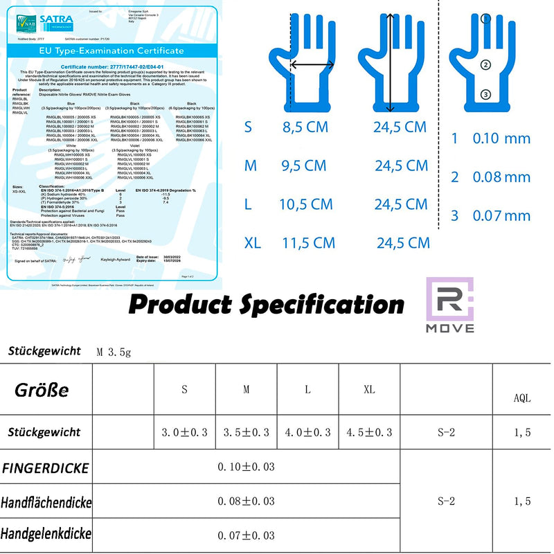 100 disposable gloves black M nitrile gloves powder-free, latex-free, disposable gloves, disposable gloves, nitrile gloves, black cooking gloves, medical examination gloves (M, black)