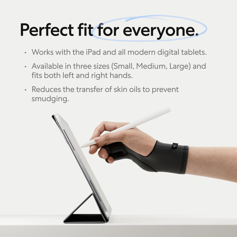 Paperlike's Drawing Glove for iPad - Artist Glove for Drawing on Tablets (Right and Left Hand; 3 Sizes: S, M, L)