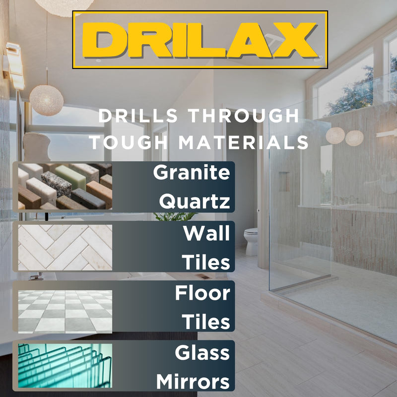 Drilax 6 Inch Diamond Hole Saw | 3/8" Shank, 1-1/8" Depth | for Recessed Lights, Toilet Flanges, Large Drains | Drills Porcelain, Granite, Glass, Tile