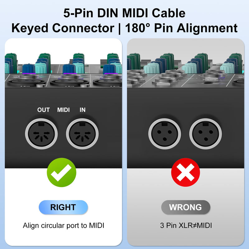 J&D 5-Pin DIN MIDI Cable, Male to Male Cables Compatible with Keyboard, Synthesizer, Guitar Multi Effects, Audio Interface/Mixer/Amplifier, External Sound Card (Red, 15 Feet) Red
