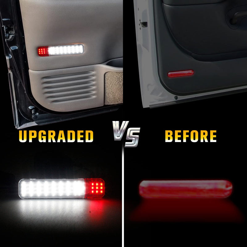 NDRUSH LED Interior Door Light Door Panel Courtesy Warning Light Lamp Assembly Compatible with 1999-2006 Silverado/Sierra 1500 2001-2006 3500 2500 HD 1999-2006 Yukon 1995-1999 C1500 C2500 C3500 red and white