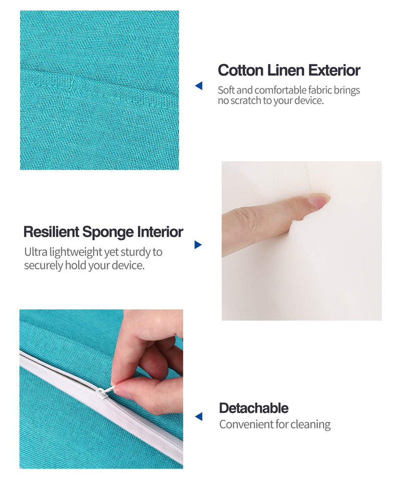 MoKo Tablet Pillow Holder, Pillow for iPad Multi-Angle Soft Tablet Stand Up to 12.9", Lap Pillow for eReaders, Books, Magazines, Fit iPad 10.2", iPad Air 3 2, iPad Pro 11"/ Pro 12.9" / 9.7" - Sea Blue