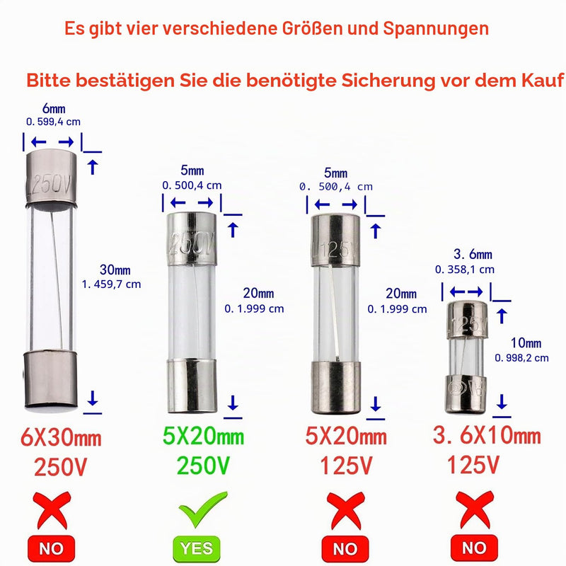 BOJACK F10AL250V 5x20mm 10A 250V Fast Melt Fuses 10 Amp 250 Volt 0.2 x 0.78 Inch Glass Tube Fuses (Pack of 20) F10A