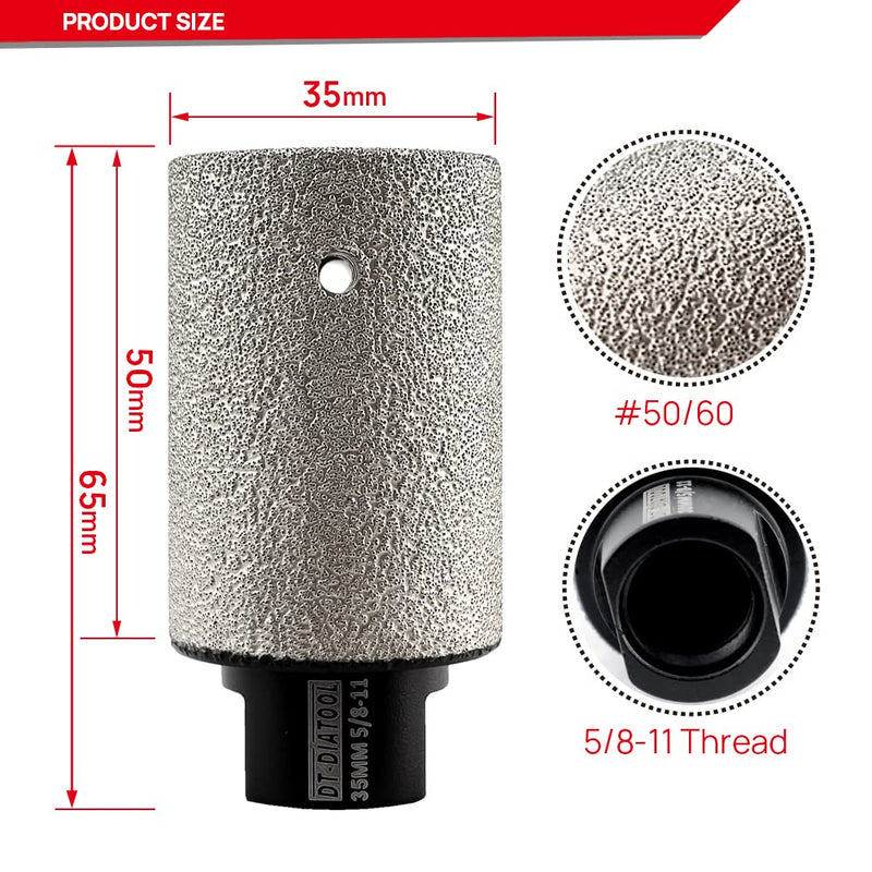 DT-DIATOOL Diamond Finger Bit 35mm Coated Milling Bit for Tile Grinder Enlarging Polishing Holes on Porcelain Ceramic Granite Marble Countertop, 5/8 inch-11 Thread 1