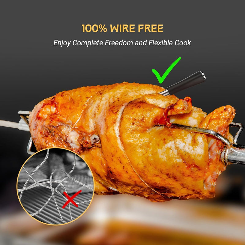 Bluetooth Meat Thermometer - Wireless Meat Thermometer for Grilling and Smoking with IP67 Dual Sensor Probes - Food Thermometer with Smart App Alert for BBQ, Smoker, Oven, Grill and Cooking Yellow