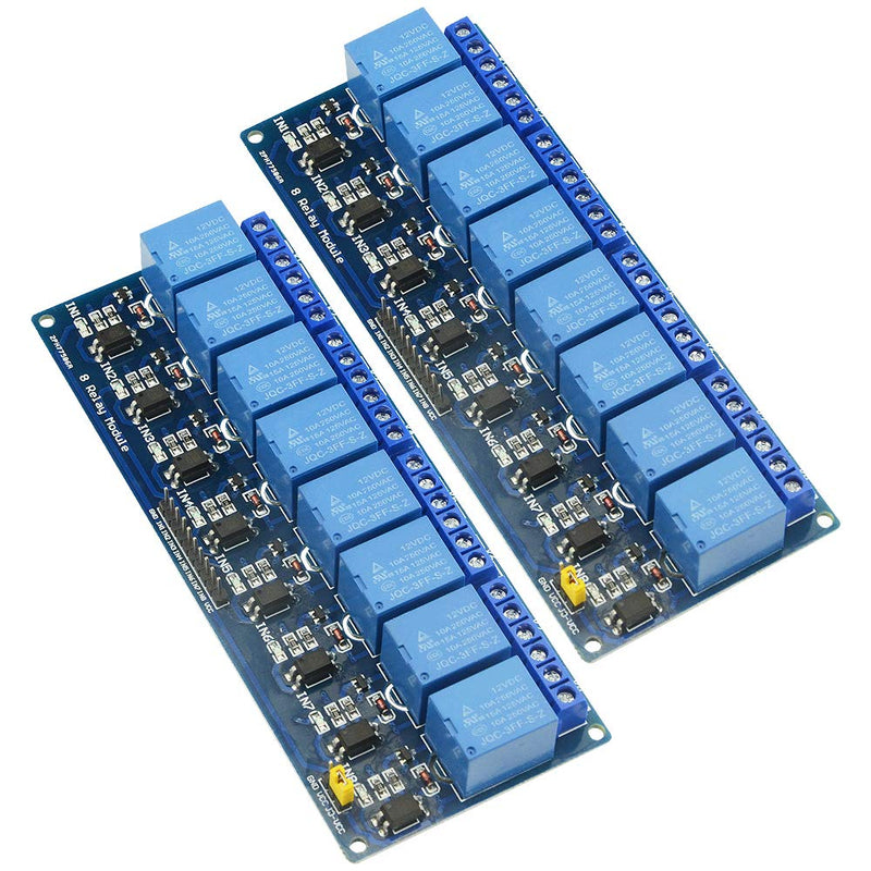 BGTXINGI 2Pcs 8 Channel Relay Module With Easy Coupling 12V Relay Expansion Plate Load Controlled Relay Switch Module Supports AVR/51/PIC Relay Control Module
