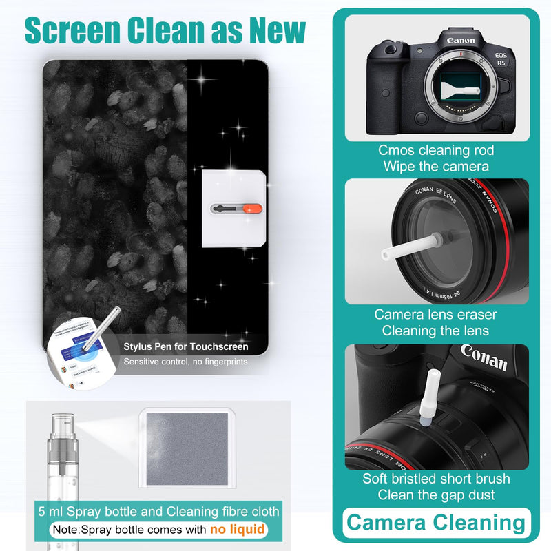 VICHYIE Keyboard Cleaning Kit with Brush, Computer Laptop Cleaner Kit, Phone Cleaning Tool, Multi-Function Cleaner Kit for Earbuds, Cellphones, PC, Screens, Camera Lens, Electronics Devices (White) White