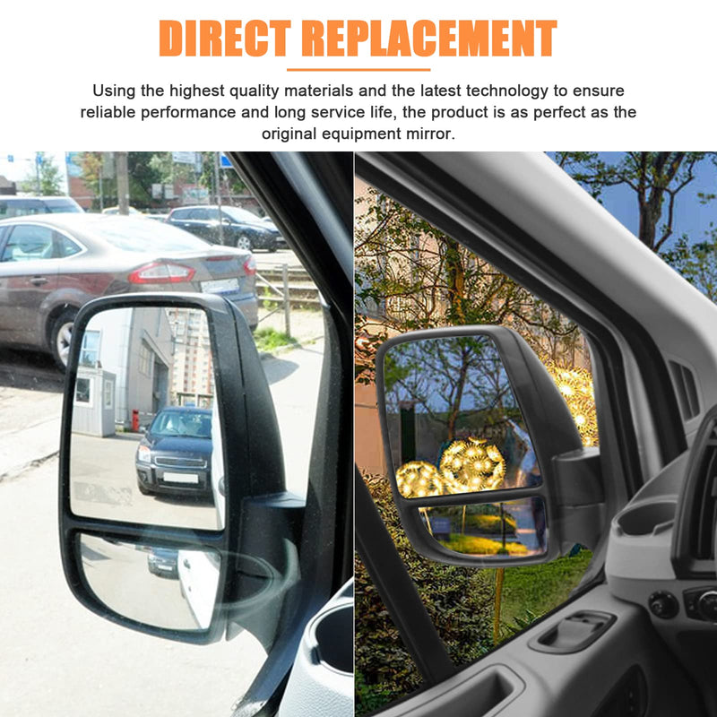 Compatible With Ford Transit T150 T250 T350 2015 2016 2017-UP Driver Left Side Mirror Glass, Lower Tow Mirror with backing plate, Replace BK3Z17K707A Lower - Driver Side (Left)