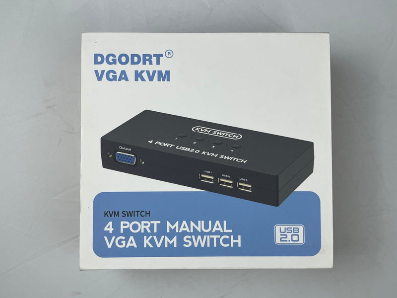 VGA KVM Switch 4 Port, USB VGA KVM Switcher for 4 Computers Share 1 Monitor 3 USB Devices Keyboard Mouse Scanner Printer, Including 4 KVM Cables & Desktop Control 4 Port VGA KVM