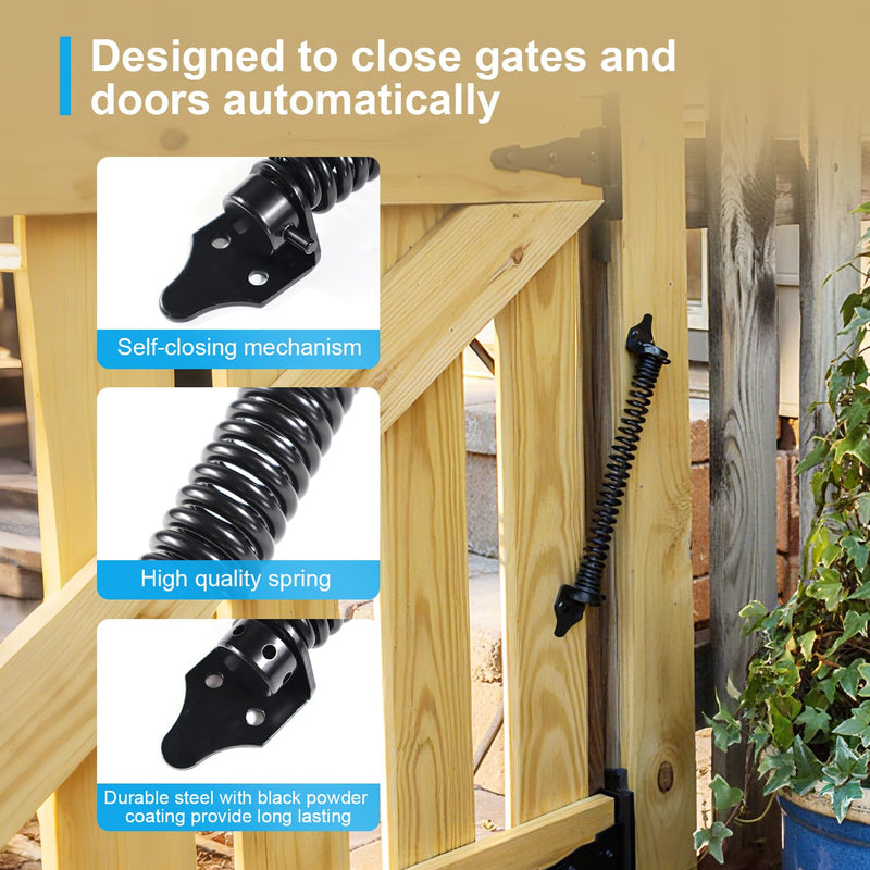 Gate Springs Self Closing Heavy Duty 14in Outdoor Gates Adjustable Tensioner Automatic Gate Closure - 2 Pack 2PACK