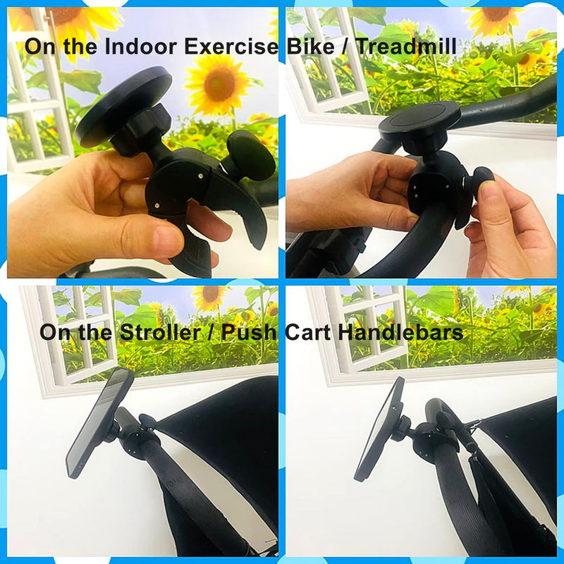 Magnetic Cell Phone Holder Mount for Stationary Exercise Bike,Treadmill,Gym Fitness Equipment,Golf Cart,Golf Trolley Push/Pull Carts,Stroller,Compatible with MagSafe & All Smartphones,Stable