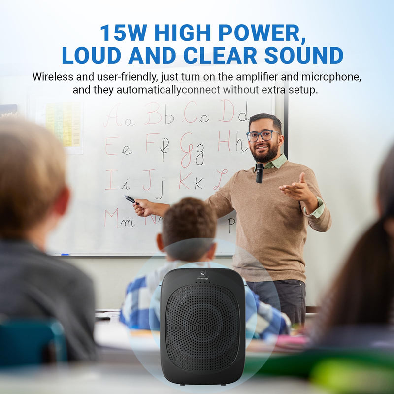 Bluetooth Voice Amplifier with Wireless Lavalier Lapel Microphone for Teachers, Portable Speaker Clip-On Microphone, Mini Megaphone PA System for Classroom/Yoga/Public Events C006