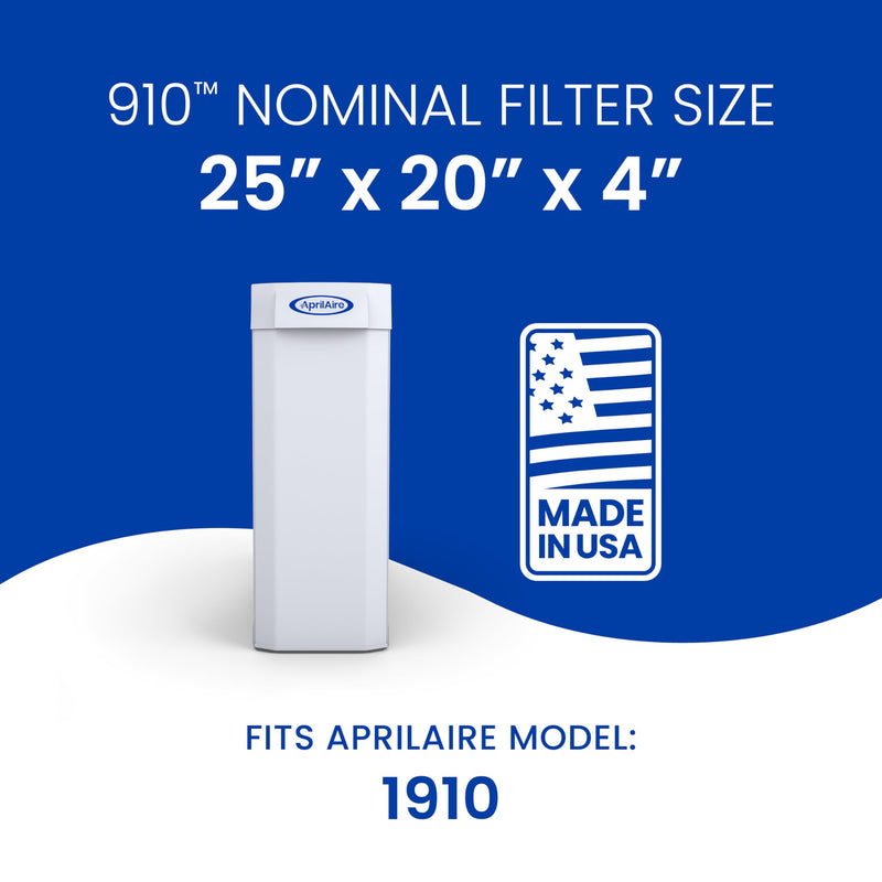 AprilAire 910 Replacement Filter for AprilAire Whole House Air Purifiers - MERV 11, Clean Air & Dust, 25x20x4 Air Filter (Pack of 1) Healthy Air 11