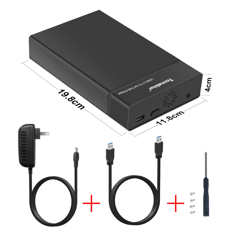 USB 3.0 External Hard Drive Enclosure for 2.5 3.5 Inch SATA I/II/III HDD SSD Up to 20TB, 3.5'' Tool-Free HDD Docking Station, Support UASP, Automatic Sleep Function (TCC-S863)