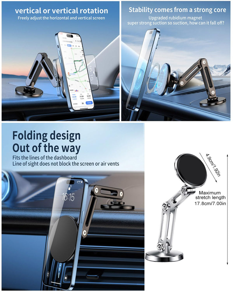 Phone Holders for Your Car, 360° Rotation Magnetic Phone Holder, Strong Magnets Car Mount Compatible with All Models (1 Piece) BLACK