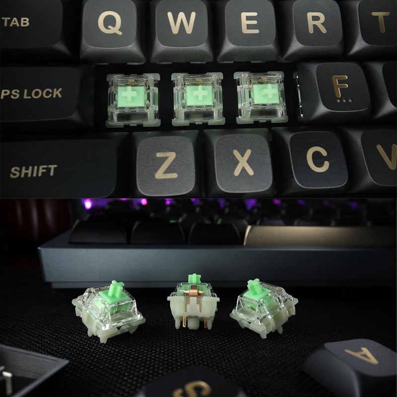 Gateron Baby Kangaroo 2.0 Keyboard Switches, 5-Pin Pre-lubed 59gf Heavy Tactile Switches,22mm Dual-Stage Spring,Suitable for MX Mechanical Keyboards (72PCS,Green) 72PCS
