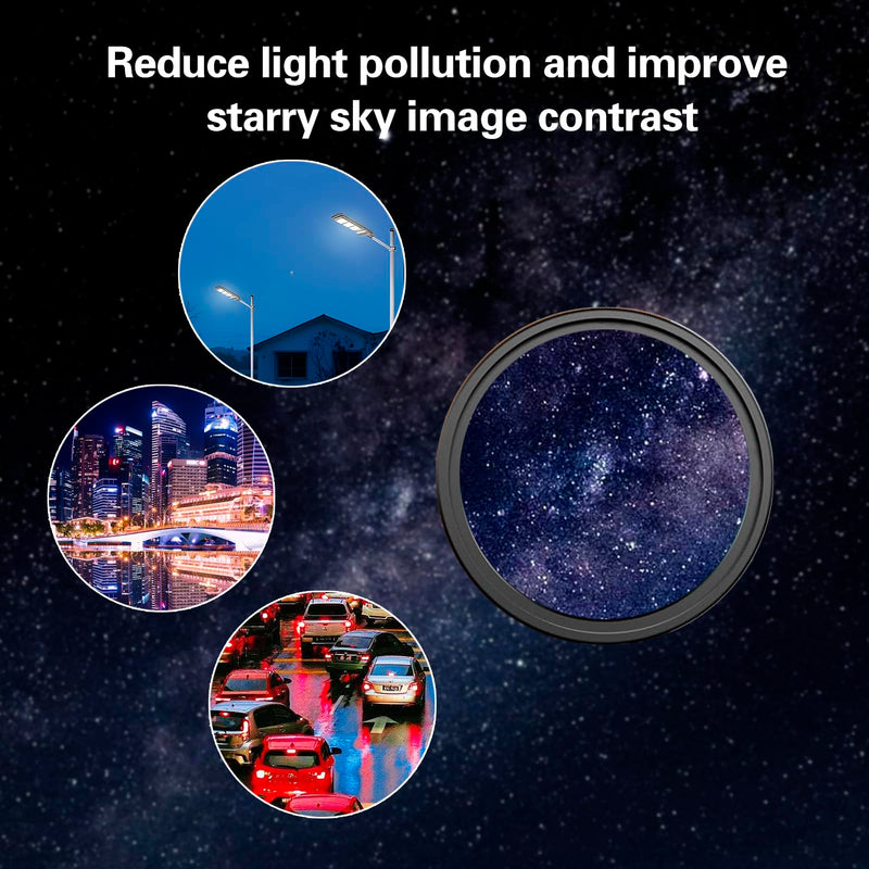 Ultra High Contrast UHC 1.25 inch telescope filter，Eliminates light pollution, Improves astrophotography contrast, Aluminum alloy frame, Stackable filter structure, Astronomical components