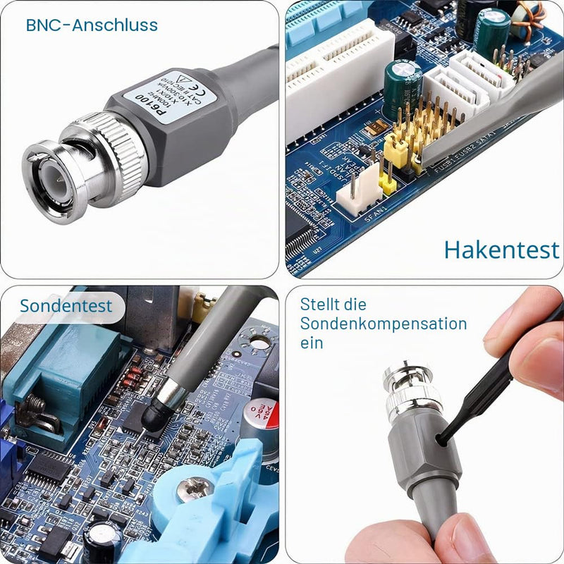 Pack of 2 Oscilloscope Probe Kit, P6100 100 MHz 10: 1 and 1: 1 Precision BNC Oscilloscope Probe Head, Switchable High Precision Scope Oscilloscope Clip Probes for Oscilloscope P6100 100MHz