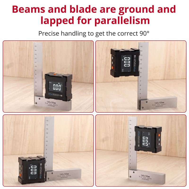 XUNTOP 4PCS Machinist Square 2, 3, 4 and 6 inch Squares Combinations, 90-Degree Right Angle Engineer Set Hardened Angle Ruler Hard Steel Construction Ideal for Precision Layout and Measurement Work
