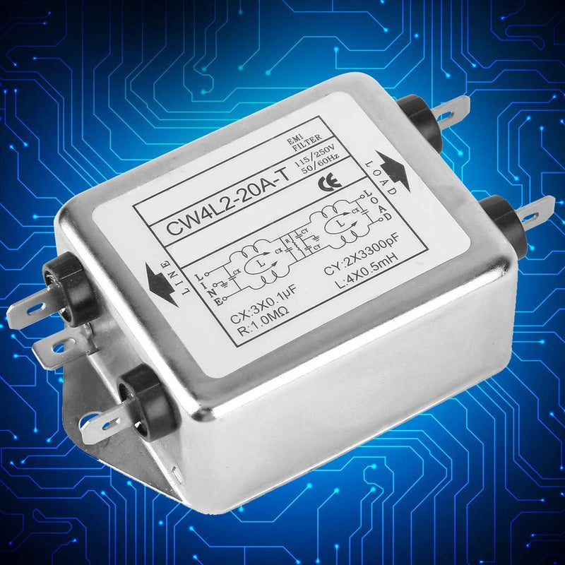 Line Filter 230V, Power Emi Filter 20A, CW4L2-20A-T, Line Filter Single Phase Filter, EMI Power Filter, 115V/250V 20A 50/60Hz, Electromagnetic Interference Filter