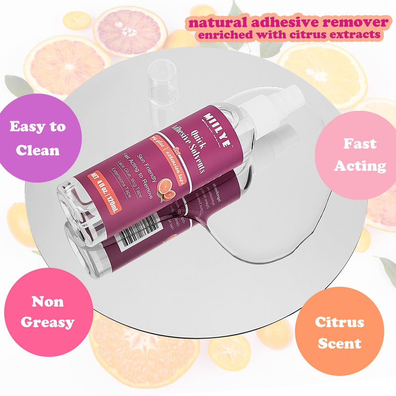 MIILYE Wig Glue Remover/Tape Extension Remover Spray 120 ml/4 oz, Fast Acting Hair Glue Remover, Bond Remover and Tape Solvent for Lace Wigs, Hair Extensions (Pack of 2) 120 ml (Pack of 2)