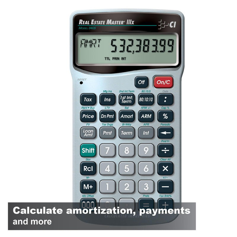 Calculated Industries 3405 Real Estate Master IIIx Residential Real Estate Finance Calculator | Clearly-Labeled Function Keys | Simplest Operation | Solves Payments, Amortizations, ARMs, Combos, More