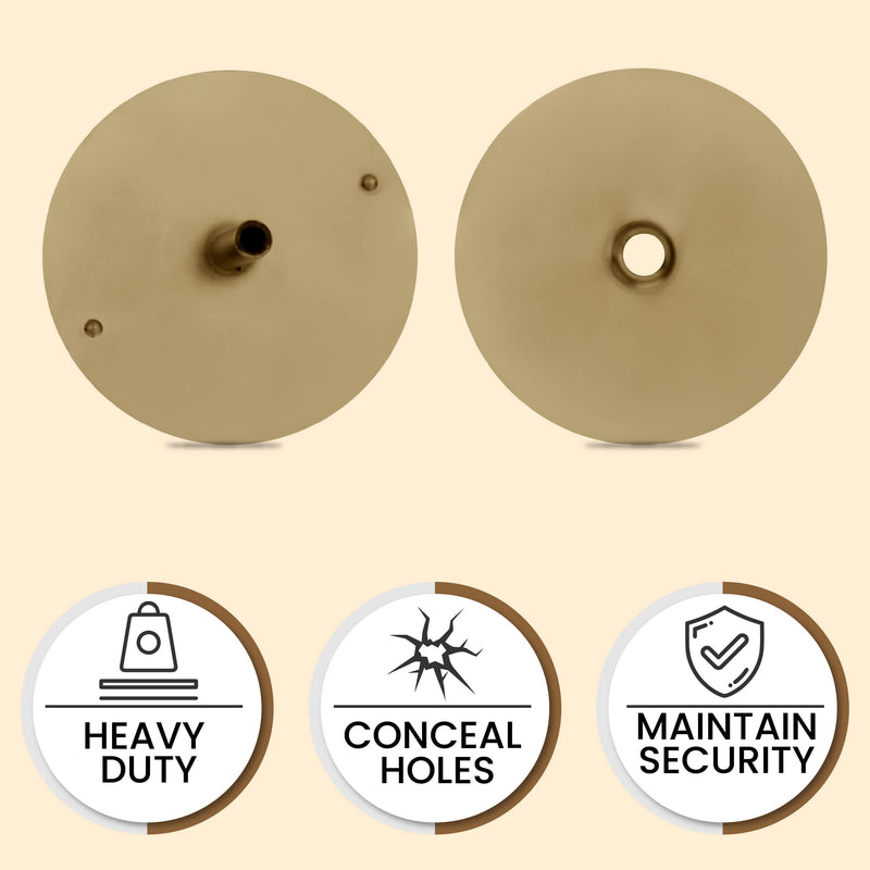 NU-Set 6 x 2171-3 Door Hole Cover Steel Plate Brass Finishing, 6 Pack