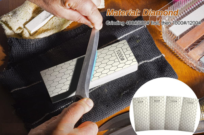 HWTONG Pack of 4 400/600/1000/1200 diamond whetstones, for kitchen appliances and outdoor use, silver