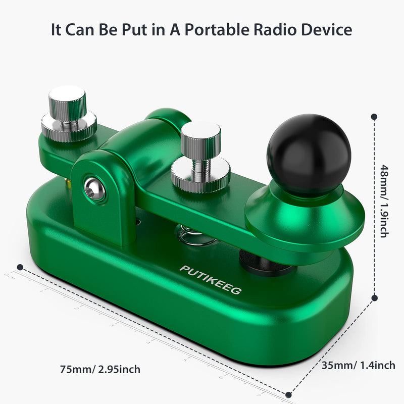 Mini CW Key Automatic Morse, Radio HAM Send Telegram Double Paddle Morse Code Key with Aluminum Alloy Body Base Green(S)