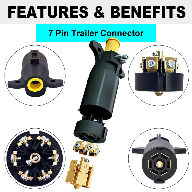 Trailer Plug, 7 Way Trailer Plug 7 Pin Trailer Plug 7 pin Trailer - Wiring Harness Connector - for rv Trailer, Bike Trailer - Blade Connector