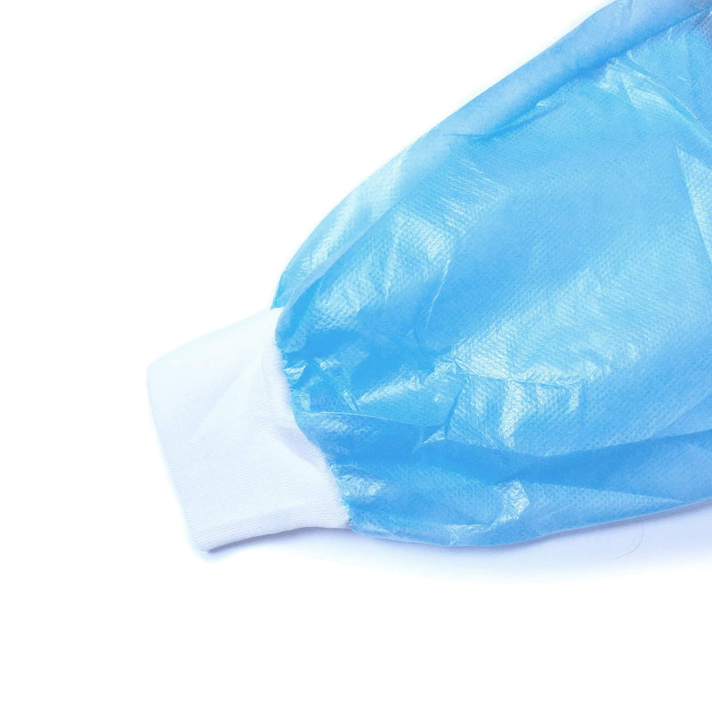 10 x Disposable Waterproof 40 GSM Protective Gowns - Non-Woven Fabric with 25% Polypropylene & 15% Polyethylene - CE One Size - Protection Category Class I - Professional Quality - Blue - Dmm-Europe
