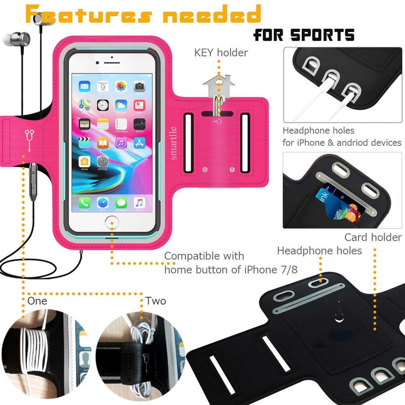 Arm Phone Holder for Running, Armband Cellphone for iPhone 15 14 13 12 11 Pro Max/XR/8 7 6s Plus, for Galaxy A/S/Note Up to 6.9’’, for Exercise Gym Fitness Sports Gear -Pink Pink
