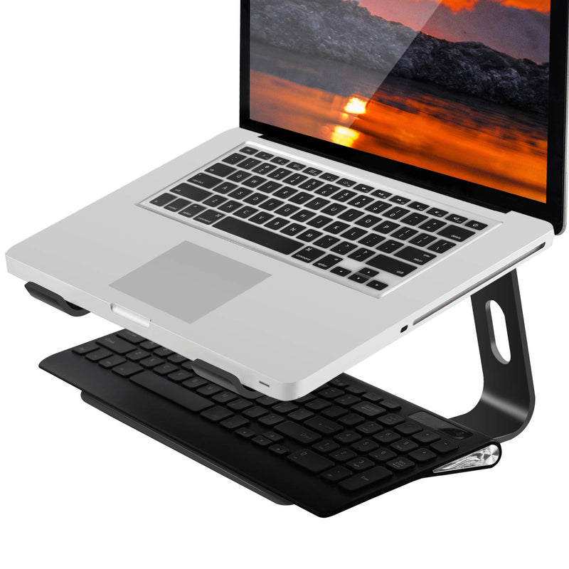 Orionstar Laptop Stand Portable Aluminum Laptop Riser Compatible with Mac MacBook Air Pro 10 to 15.6 Inch Notebook Computer, Detachable Ergonomic Elevator Holder, Black A-black